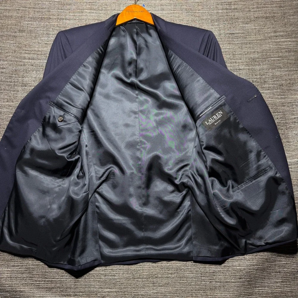 Lauren Ralph Lauren Blazer Men 39S Navy Blue Slim Fit 100% Wool 2-Button Jacket
